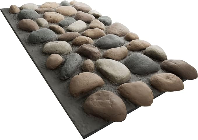 EverStone River Rock Faux Rock Panel, 49"W x 24 3/4"H x 3"D, Pebble Mix Color - Image 6