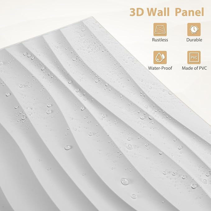 Heikki 30 Pack 3D Wall Panel for Interior Wall Décor, PVC Flower Textured Wall Panels for Living Room Bedroom Hotel Office, 11.8"x11.8", Double-Sided Tape (White-SMW) - Image 2
