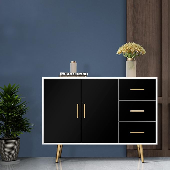 practicalWs 35.4 in x118 in Black Wallpaper Peel and Stick Wallpaper | Shelf Liner Table and Door Reform Decorative - Image 3