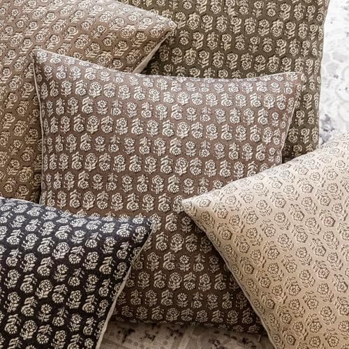 Foindtower Decorative Floral Print Throw Pillow Covers 18×18 Inch,Brown - Image 6