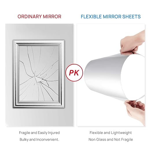 Decotalk 400"x12" Mirror Sheet Mirror Wall Sticker Self Adhesive Mirrors Film Peel and Stick Mirrors Sheet Flexible Wallpaper for Craft Non Glass Silver Contact Paper Reflective - Image 6