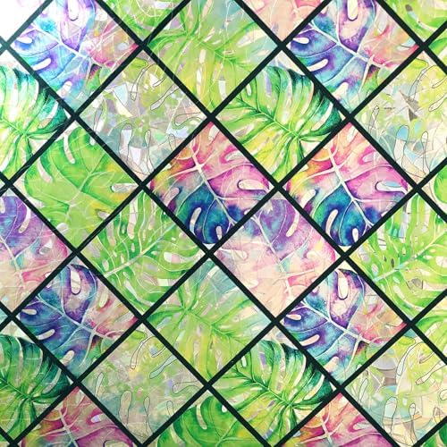 Stained Glass Window Film, 3D Leaf Static Cling 17.5" x 78.7 by Anewlookinnotime