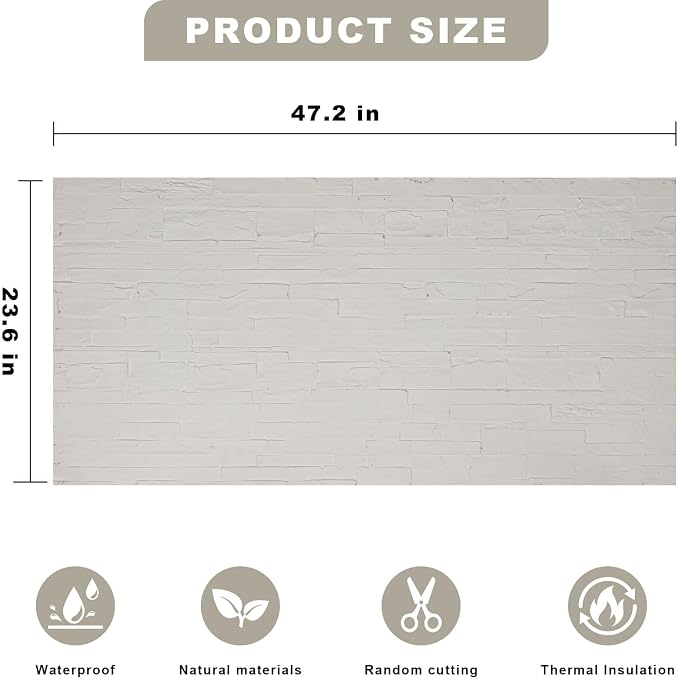 3D Wall Panels - 4PCS 47.2"x23.6" Faux Stone Wall Covering - MCM Modified Clay Material for Home Art, Accent Brick, Modern Exterior/Interior Decoration, Covering 31 sq.ft Reef White - Image 2