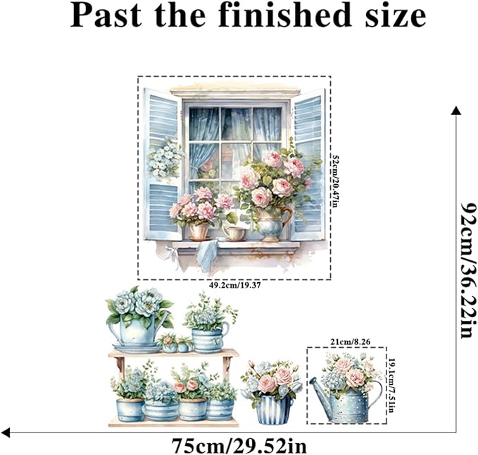 Arawat Flower Wall Murals Peel & Stick Wall Decals & Stickers for Bedroom & Living Room - Botanical Style - PVC Material - Indoor Use - Reusable - Image 3