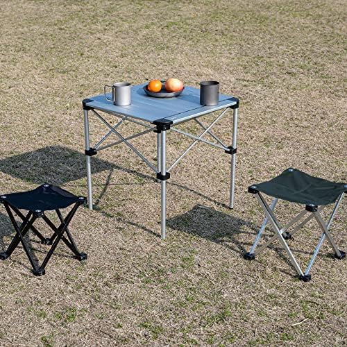 iClimb Lightweight Stable Alu. Folding Square Table Roll Up Top (Silver, M) - Image 5