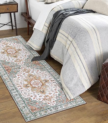 Moynesa Ultra-Thin Washable Runner Rug - 2x6 Bathroom Runner Washable Laundry Room Rug Printed Entryway Carpet Runner, Vintage Pet Friendly Low Pile Runners for Living Bedroom Kitchen, Beige/Gold - Image 7