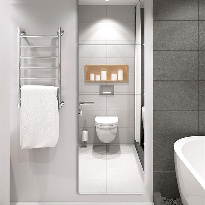 JEOYOO Full Length Wall Mirror Tiles, 14'' x 12'' x 4PCS, Frameless Full Body Mirror Tiles for Bedroom, shatterproof Non Glass Mirrors Wall Mounted for Home Gym, On The Door, Gift Ideas by JEOYOO