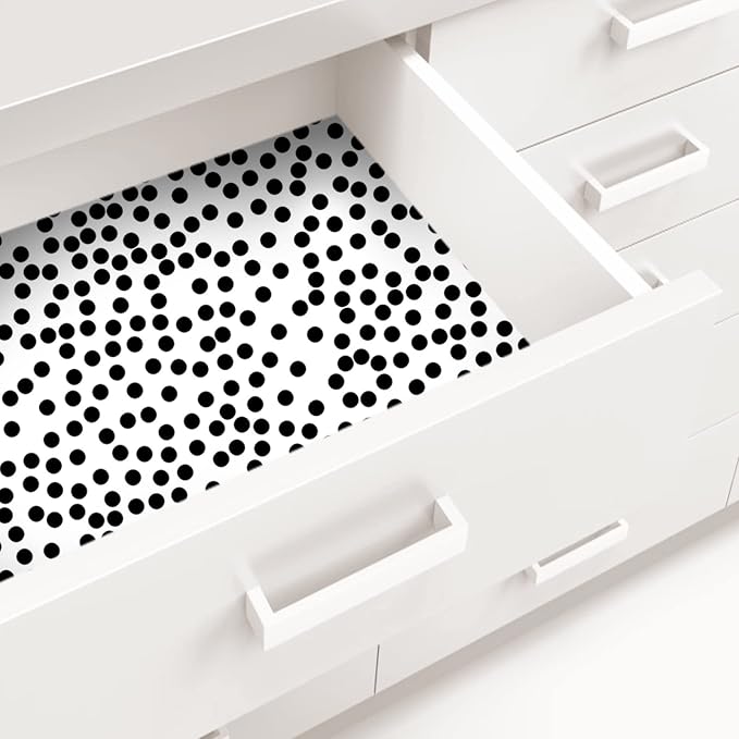 17.3”x300” Black and White Polka-Dot Wallpaper Self-Adhesive Contact Paper Moire Dot Peel and Stick Decorative Wallpaper Spots Contact Paper for Walls Bedroom Living Room - Image 4