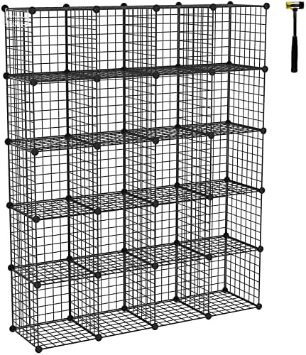 C&AHOME Wire Cube Storage, 20-Cube Organizer Metal, Wire C Grids, Black by CAHOME