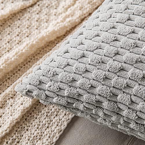 MIULEE Lumbar Decorative Throw Pillow Covers 12x20 Light Grey Corduroy - Image 2