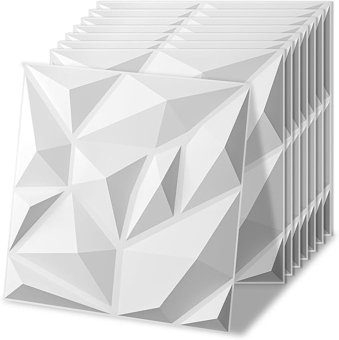 Art3d 20 Pack Decorative 3D Wall Panels for Interior Wall Decor Living Room, 11.8"x11.8" Cover 19 Sq.Feet White PVC Panels for Bedroom TV Background Gaming Room Decor by Art3d