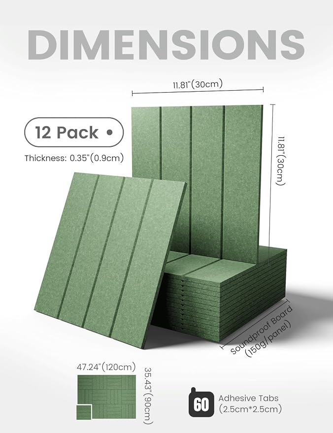 Fluxynara 48" x 36" Large Felt Bulletin Board, Moss Green | 12 Pack Cork Board Alternative with 60 Safe Adhesive Tabs, Felt Pin Boards for Wall Decor, Home, Office, Classroom, Dorm - Image 2
