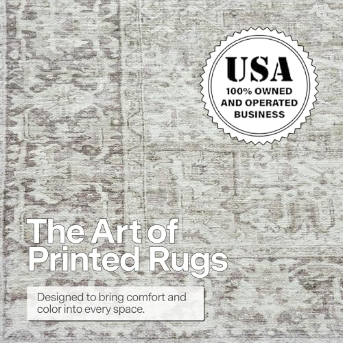 ReaLife Rugs Machine Washable Area Rug - Living Room Bedroom Bathroom Kitchen Entryway Office - Padded Low Pile Stain Resistant Premium - Boho Farmhouse Vintage - Lyle - Beige Ivory 6' Round - Image 4