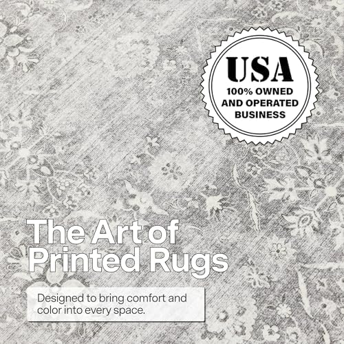 ReaLife Rugs Machine Washable Area Rug - Living Room Bedroom Bathroom Kitchen Entryway Office - Padded Low Pile Stain Resistant Premium - Boho Farmhouse Vintage - Noor - Silver Ivory 7'6" x 9'6" - Image 4