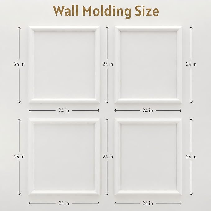 Peel and Stick Wall Molding Set, 4 Frames, 24 x 24 Inch | Four 24 x 24 in pre-cut frames add balanced geometric detail to accent walls, bedrooms, entryways, and dining rooms. - Image 2