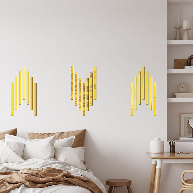 20-Piece Peel-and-Stick Acrylic Mirror Wall Trim (Gold) - Image 4
