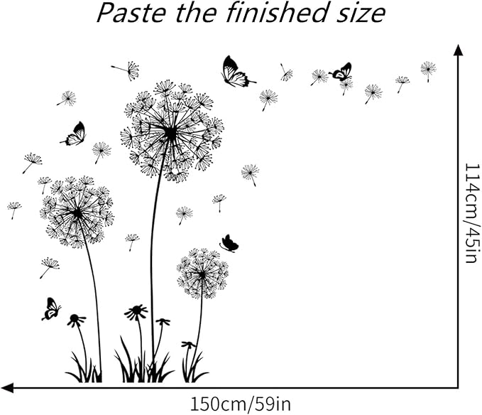 Arawat Dandelion Wall Decals - 2 Set Flower Stickers Murals Butterflies Peel and Stick Room Decor for Bedroom, Office, Bathroom, Living Room - Image 7