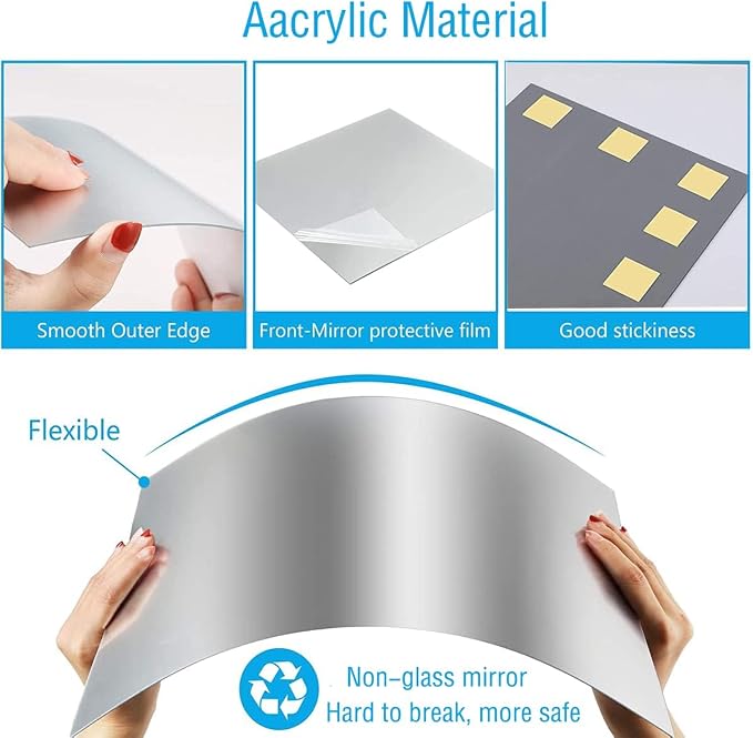 16" x 12" x 4Pcs Acrylic Mirror Sheets, Decorative Wall Mirrors - Image 3