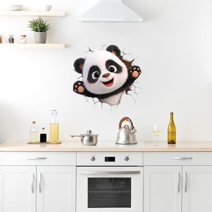 Cute Panda Wall Decals Stickers, Cartoon Animal Wall Art Peel and Stick, Removable Vinyl Wall Decor for Bedroom, Living Room, Playroom, Home Decoration - Image 7