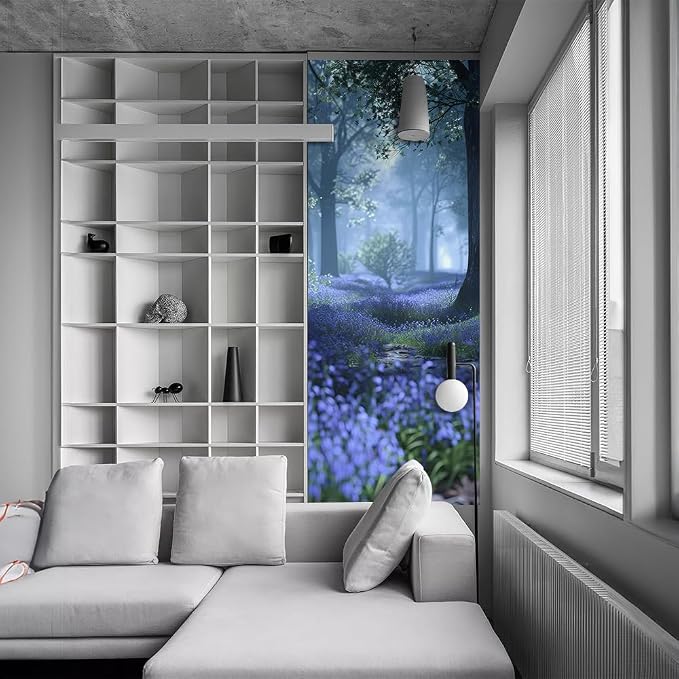 REDAMANCY 30.7"x79" Purple Lavender Flowers Forest Peel and Stick Door Stickers Vinyl 3D Mural Decals Modern Wallpaper Self-Adhesive, Waterproof, Removable Decor for Kitchen - Image 6