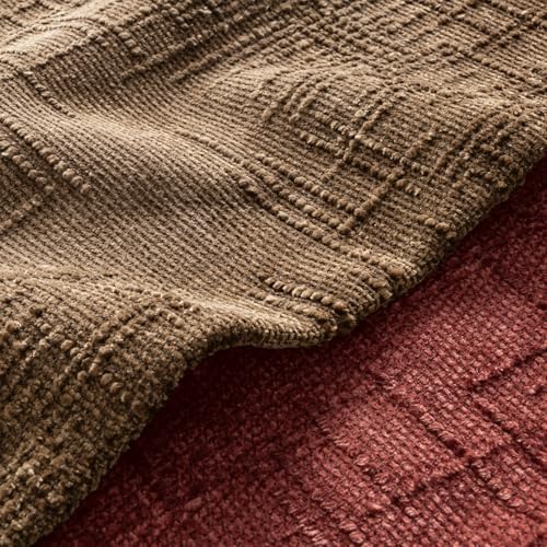 MIULEE Chenille Textured Fall Throw Pillow Covers Toffee 18x18 Set of 2 - Image 2