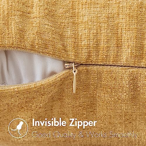 MIULEE Soft Chenille Throw Pillow Covers Gold 18x18 Inch Pack of 2 - Image 3
