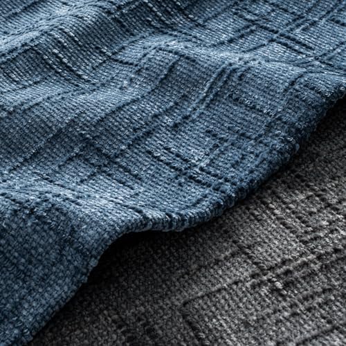 MIULEE Chenille Textured Throw Pillow Covers Blue Ashes 18x18 Set of 2 - Image 2