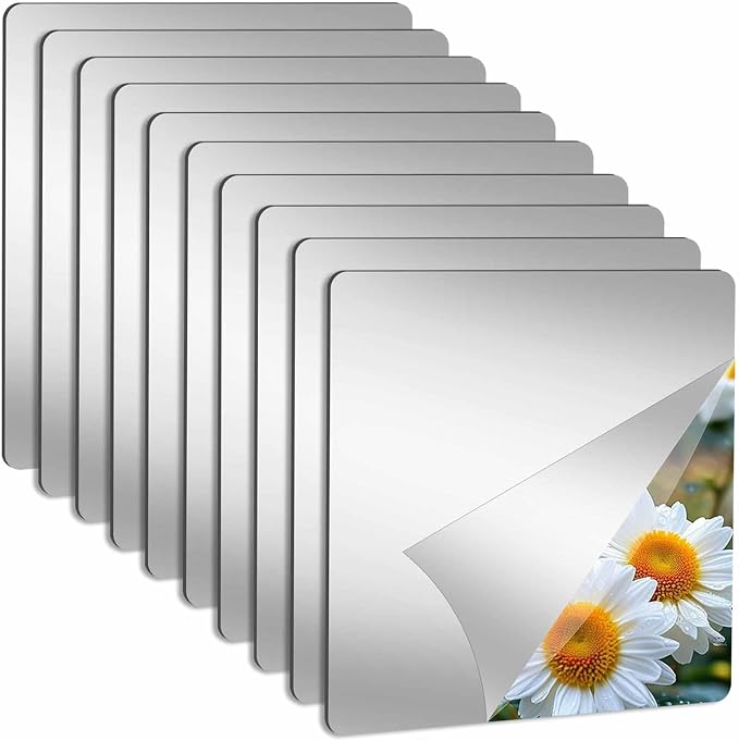 Abyssaly 10 Pack Acrylic Mirror Tiles, Peel and Stick Mirrors for Wall by Abyssaly