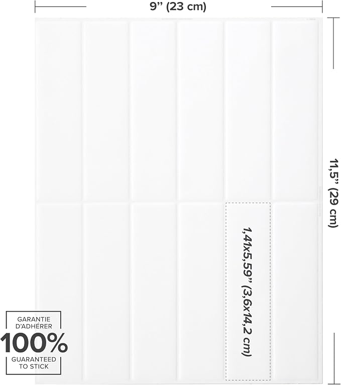 Smart Tiles Peel and Stick backsplash, Stacked Pure White, 11.43"x9" | Pack of 5 (3.5 sq ft), Matte, Heat/Moisture Resistant, Low VOC, Kitchen/Bathroom, Renter Friendly, Made in Canada - Image 3