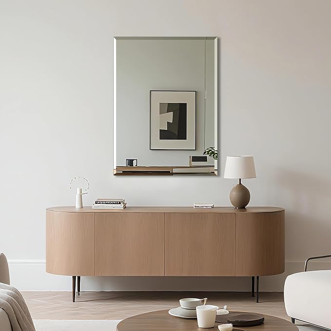 Bathroom Mirror for Over Sink 40x30 Inch Frameless Wall Mirror Beveled Edge - Image 3