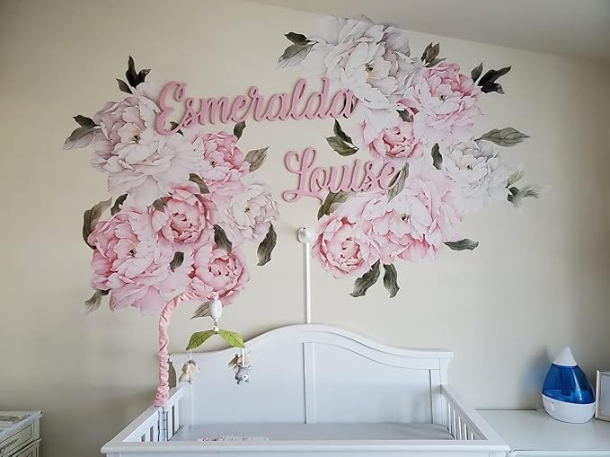 Floral Peonies Wall Decal, Peony Bouquet Flowers Removable Peel and Stick Wall Sticker - Image 4