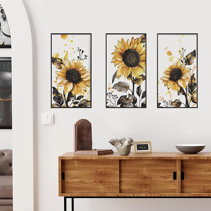 Sunflower Wall Stickers Floral Wall Art Decal Decor for Bedroom Living Room Offices Home Decoration - Image 3
