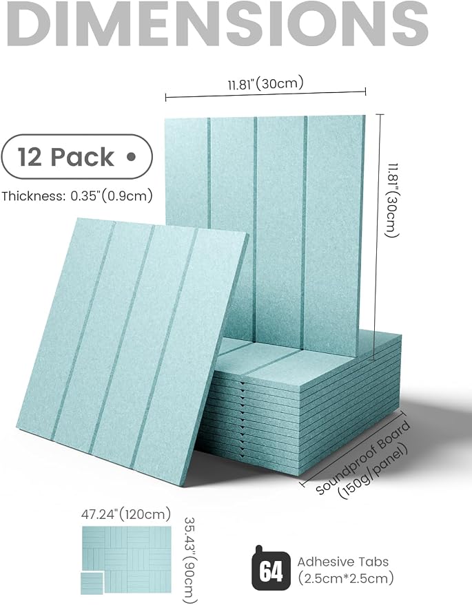 Fluxynara Felt Bulletin Board & Cork Board Alternative, Aqua Blue | 48" x 36" Pin board, Removable Adhesive Tabs, Easy Install Without Wall Damage, For Home Office Decor - Image 2