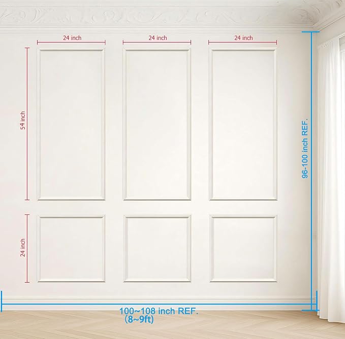 Pre-Cut Peel and Stick Wall Molding Kit Wainscoting Trim- Self Adhesive Premade Accent Panel Chair Rail for Interior Moulding Home Decor Accent Wall Set of 6 pcs - 3 Top 3 Bottom, Ready to Assemble - Image 3