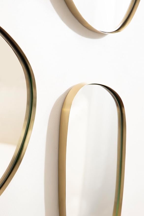 Kate and Laurel Rollo Modern Irregular Metal Wall Mirror Set, Set of 3, Varying Sizes, Gold, Decorative Three-Piece Asymmetric Mirror Set for Use as Bathroom Mirror Decor or Gallery Wall Mirrors - Image 5