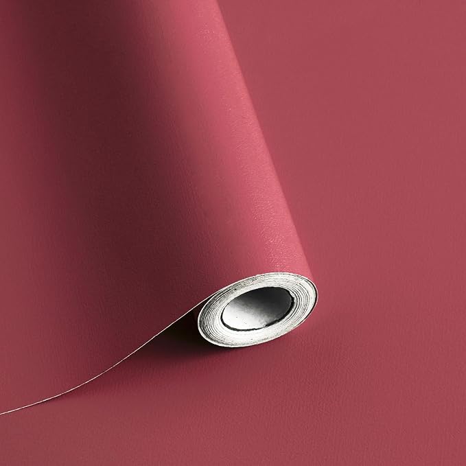 Safiyya 393"x17.7" Red Peel and Stick Wallpaper Rose Red Contact Paper Solid Color Wall Paper Decorative Waterproof Removable Wallpaper for Wall Vinyl Roll by SAFIYYA