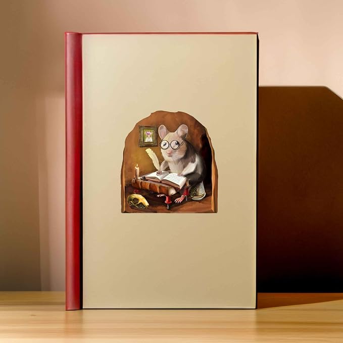 Mouse Reading Book, Wall Decor Sticker Decal, Kids Room, Classroom, Home, Bedroom, Bookcase, Book Lover, of Mice and Men, Children, Adorable, (Novelist Mouse) - Image 8