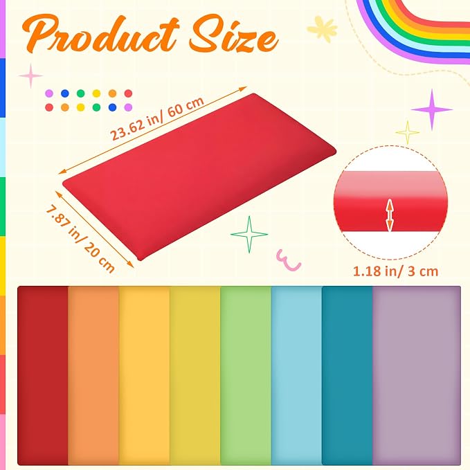 Hahafelt Wall Padding for Playroom Peel and Stick Headboard 3D Anti Collision Upholstered Wall Panels Self Adhesive Headboard(23.62 "× 11.81""× 1.18",Rainbow Colors,8 Pack) - Image 2