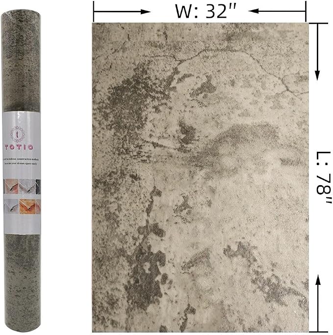TOTIO Beige Grey Cement Concrete Texture Contact Paper Industrial Style Wallpaper Peel Stick 32×78inch Matte Thicken Self Adhesive Removable Vinyl Wall Paper Roll Wall Covering for Office Rental - Image 7