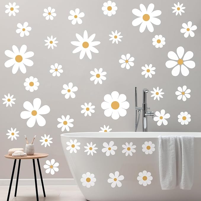 TaoBary 12 Sheet Daisy Wall Sticker Decal White Large Flower Wall Decals | Big Flower Wall Sticker, Floral Decal, Daisy Bedroom Room Decor, Removable Peel and Stick, Nursery Home Wall Decor - Image 5