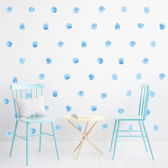 120pcs 2.2'' Sky Blue Polka Dots Wall Decals Nursery Watercolor Wall Stickers for Kids Removable Peel and Stick Waterproof Wall Art Decor for Classroom Living Room Bedroom (Sky Blue, 10 | Removable, waterproof, vinyl peel and stick wall art for nursery... - Image 2
