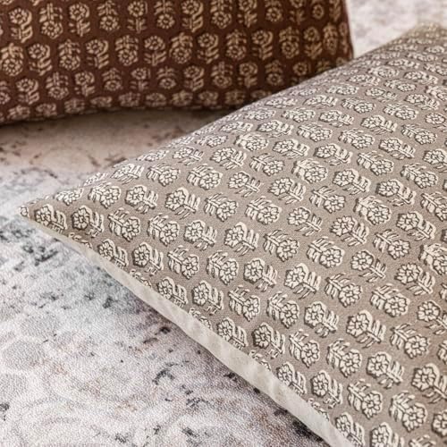 Foindtower Decorative Floral Print Throw Pillow Covers 22×22 Inch,Tan Taupe - Image 3