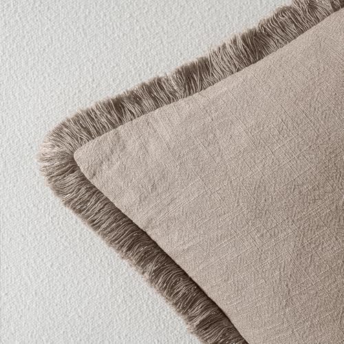 MIULEE Boho Linen Fringe Decorative Fall Throw Pillow Covers Dune 20x20 - Image 3