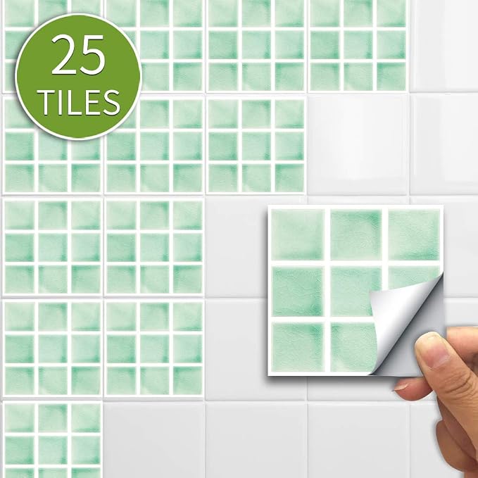 Alwayspon 25 Pcs Self-Adhesive Tile Transfer for Home Decor, Peel and Stick Tile Decal, Water-Proof Backsplash Wall Tile Sticker for Kitchen Bathroom, 6x6inch - Image 2