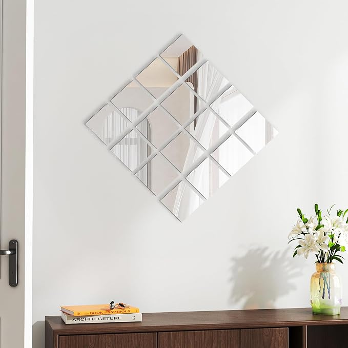50 Pack Square Glass Mirror Tiles, 4x4 Inch Small Decorative Glass Mirror Squares Bulk for Table Centerpieces, Crafts, Wall, Mosaics, DIY Home Projects, Decorations - Image 8