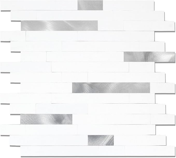Yipscazo 2026 New Upgrade Peel and Stick Backsplash, Stick on Backsplash Tiles for Kitchen, Bathroom, Fireplace (10 Sheets, Pure White) by Yipscazo