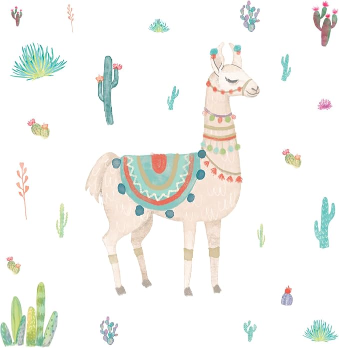 RoomMates RMK3839GM Watercolor Llama Peel and Stick Giant Wall Decals by RoomMates