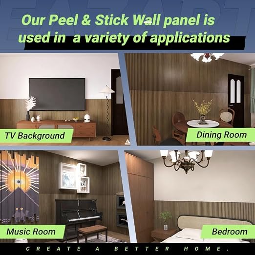 Modern Wood Slat Wall Panels, Peel and Stick Acoustic Panels, Self-Adhesive Wall Covering and Easy Installation, 47.24x11.82in. 8-Pack Natural Wood Finish(Walnut) - Image 5