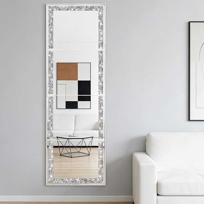 ZOLAPI Glamorous Crystal Crush Diamond Design – Adorned with Sparkling Crushed Diamond Trim Along the Edges, This Frameless Mirror adds a Touch of Luxury and Elegance to Any Space(11x14 inch 4pcs) - Image 2