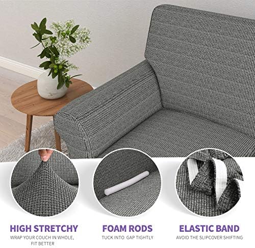 ZNSAYOTX Couch Covers for 3 Cushion Couch High Stretchy Spandex Pet Friendly Sofa Slipcover 1 Piece Non Slip Couch Covers Large Furniture Protector (Black and White, Sofa) - Image 3